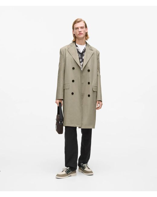 Karl Lagerfeld Natural Double Breasted Overcoat for men