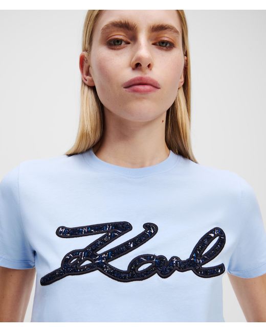 Karl Lagerfeld White Bouclé Karl Signature T-shirt