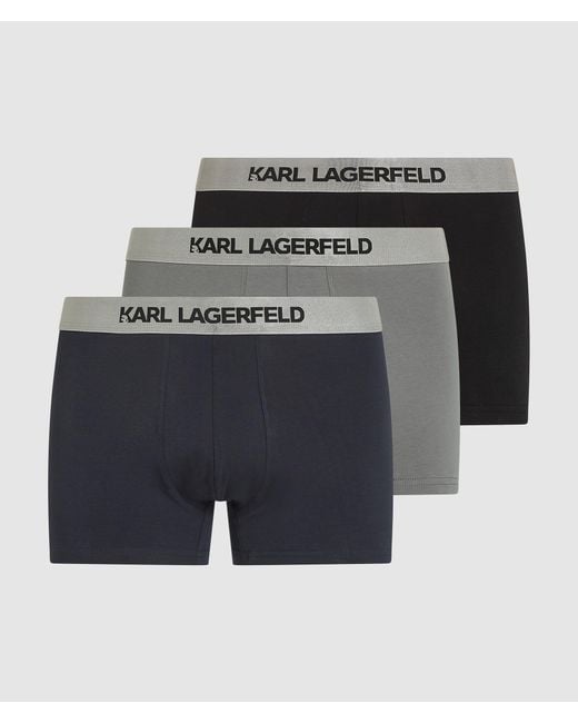 Karl Lagerfeld Gray Metallic Logo Trunks – 3-Pack for men