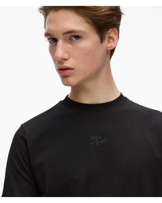 Karl Lagerfeld Black Crew Neck T-Shirt for men