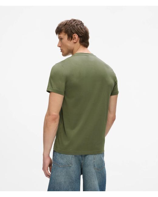 KL Jeans Green Slim Striped Logo T-Shirt for men