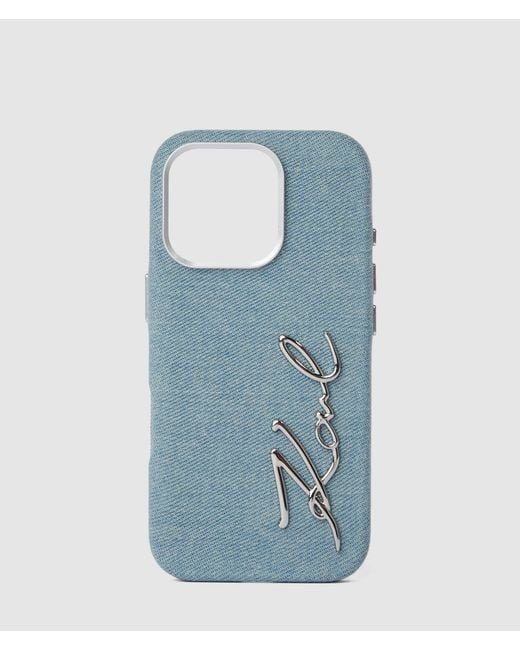 Karl Lagerfeld Blue Signature Denim Iphone 16 Pro Case