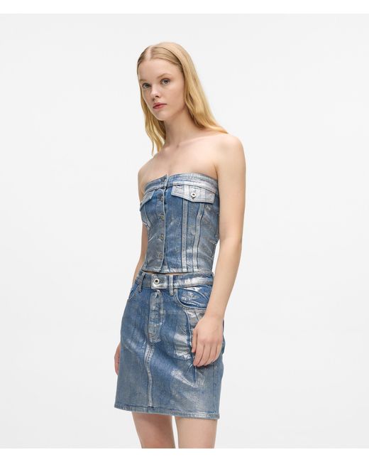 KL Jeans Blue Coated Denim Bustier