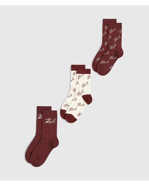 Karl Lagerfeld White Signature Print Socks
