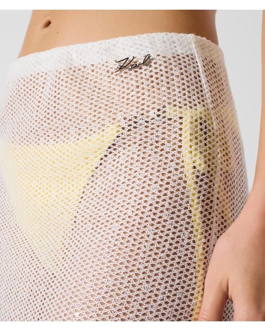 Karl Lagerfeld White Signature Crochet Beach Skirt