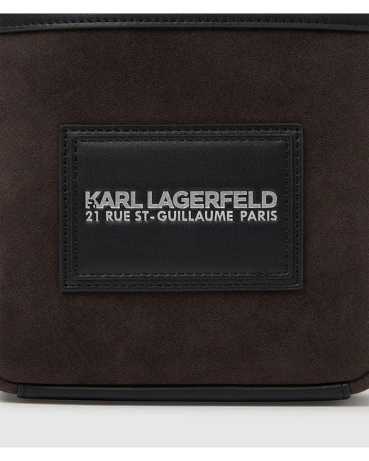 Karl Lagerfeld Black K/Traveller Faux Suede Tall Crossbody Bag for men