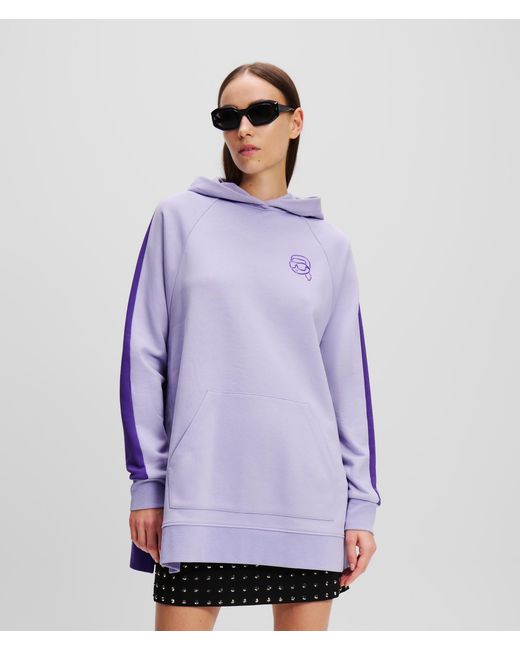 Karl Lagerfeld Purple Ikon Color-block Hoodie