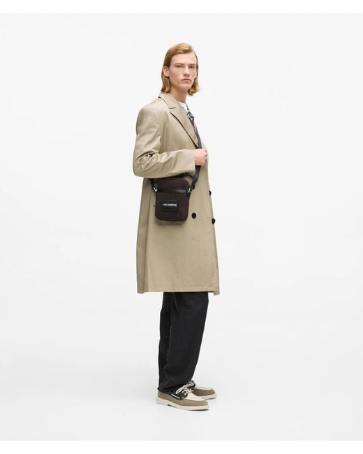 Karl Lagerfeld Black K/Traveller Faux Suede Tall Crossbody Bag for men