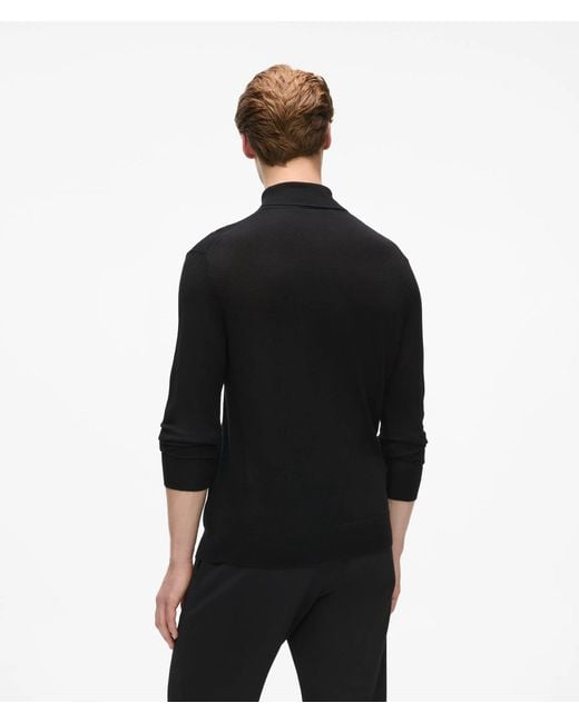Karl Lagerfeld Black Monogram Wool Turtleneck Sweater for men