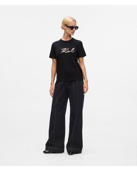 Karl Lagerfeld Black Sequin Signature T-Shirt