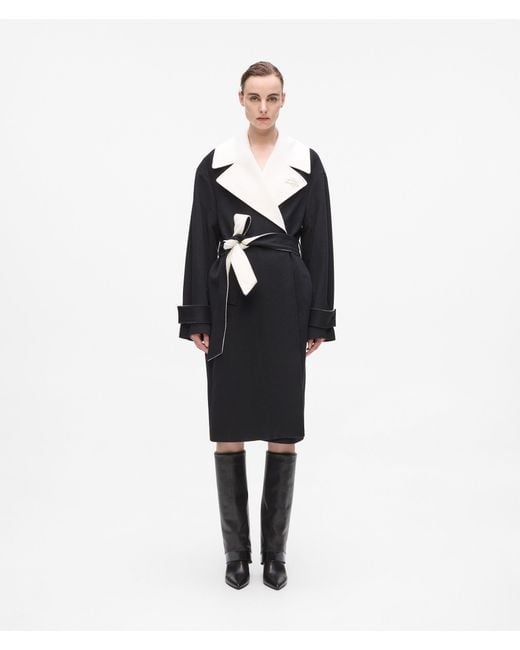 Karl Lagerfeld Black Classic Wool Coat