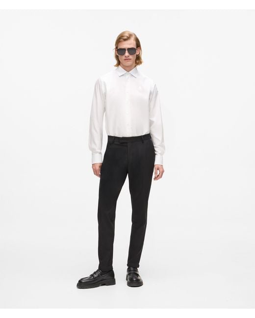Karl Lagerfeld White Faux-Leather Detail Pants for men