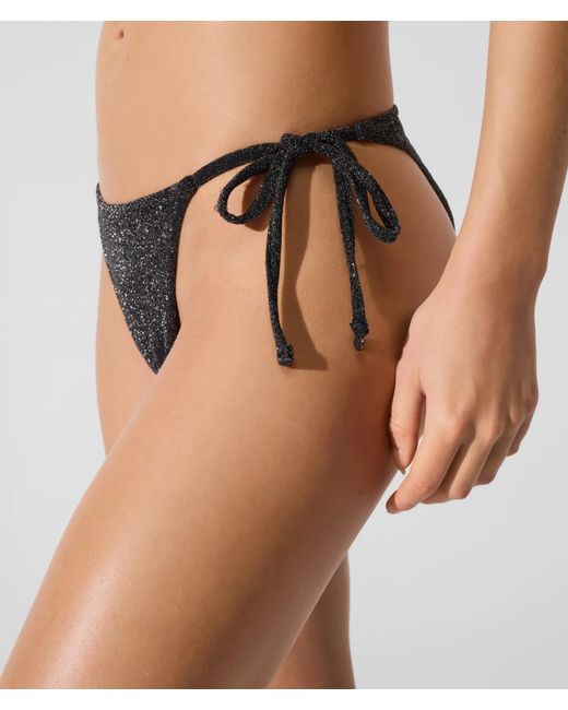 Karl Lagerfeld Black Signature Tanga Bikini Bottoms