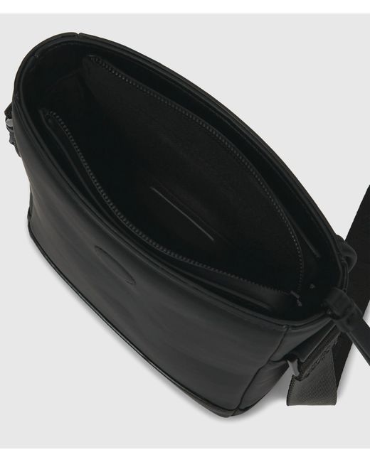 KL Jeans Black Coated Technical-Leather Reporter Bag for men