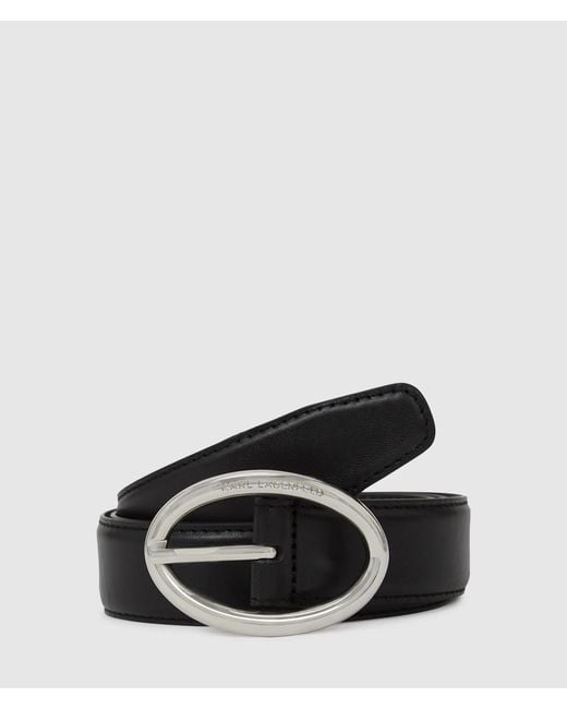 Karl Lagerfeld Black Oval Buckle Belt