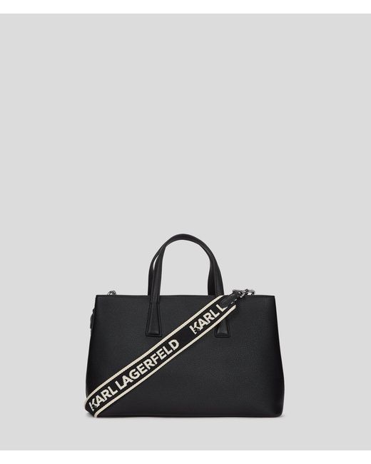 Karl Lagerfeld Black Rue St-Guillaume Metal Satchel Bag