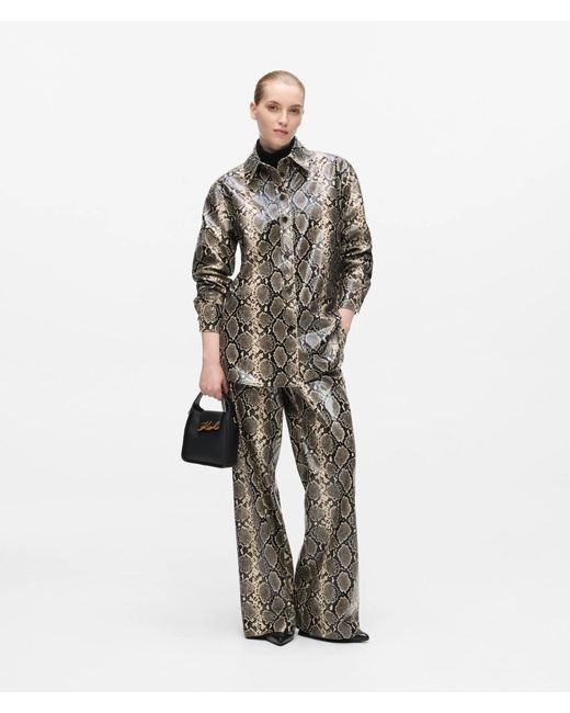 Karl Lagerfeld Gray Faux-Python Overshirt