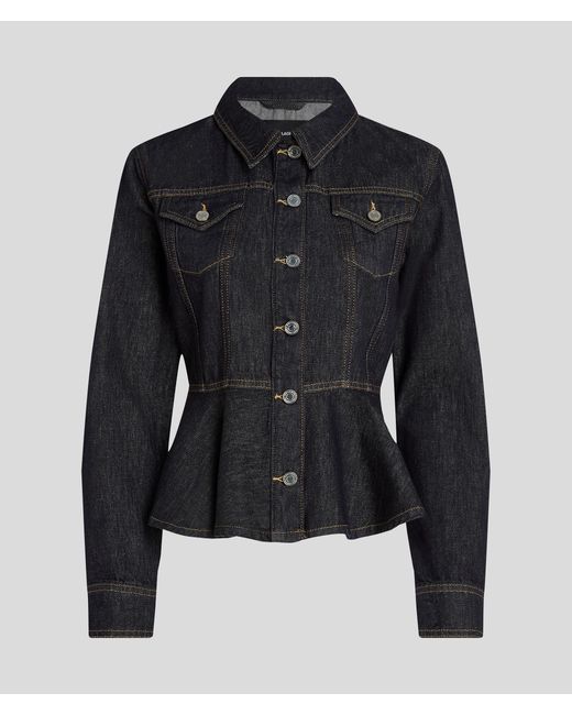 Karl Lagerfeld Black Contrast Stitch Denim Jacket