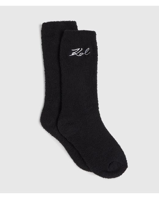 Karl Lagerfeld Black Signature Fluffy Socks