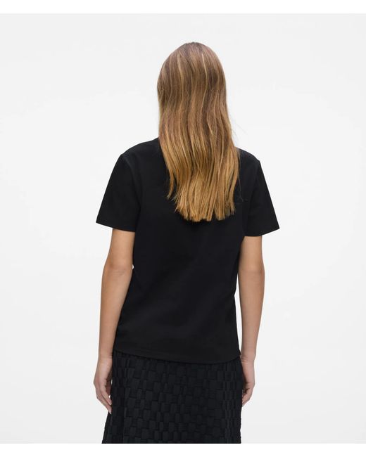 Karl Lagerfeld Black Faux-Pearl Neck T-Shirt