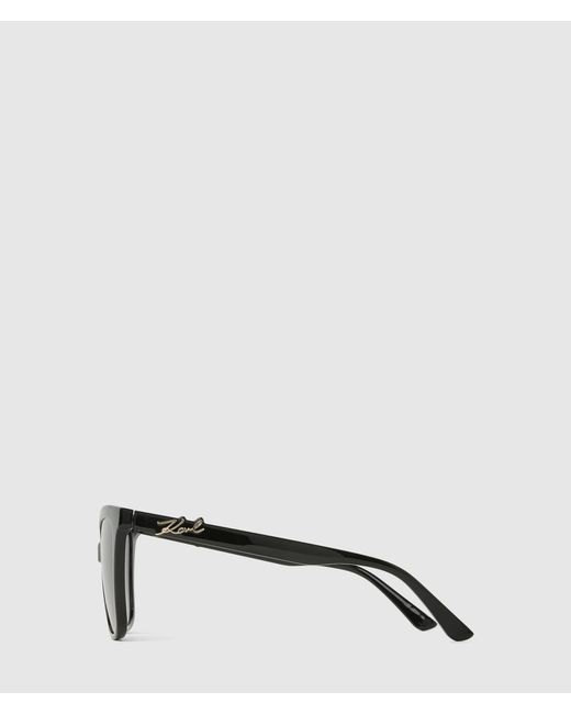 Karl Lagerfeld Black Signature Slim Rectangular Sunglasses