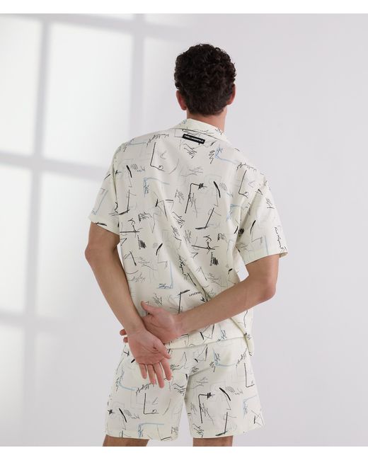 Karl Lagerfeld White All-over-print Bowling Shirt for men