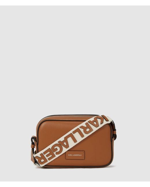 Karl Lagerfeld Brown K/Circle Perforated Crossbody Bag