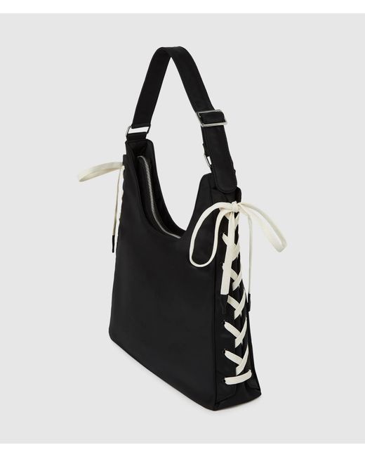 KL Jeans Black Nylon Lace-Up Tote Bag