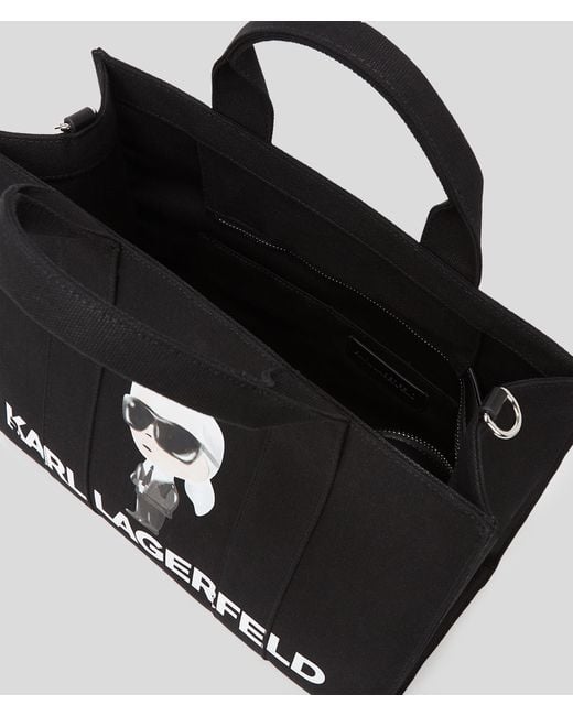 Karl Lagerfeld Black Ikon Aquarelle Canvas Tote Bag