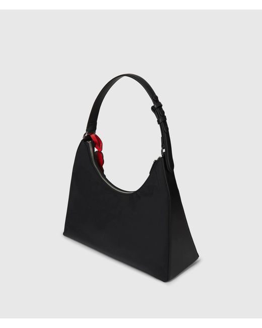 Karl Lagerfeld Black Ikon Nylon Charm Hobo Bag