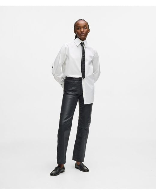 Karl Lagerfeld White Coated Straight Jeans