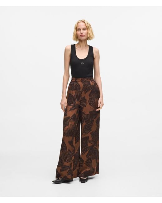 Karl Lagerfeld Brown Fan Print Pants
