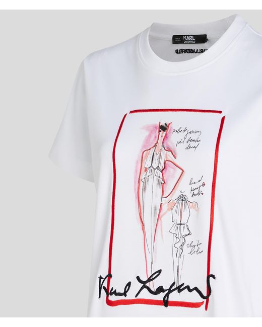 Karl Lagerfeld White K/archive Sketch T-shirt