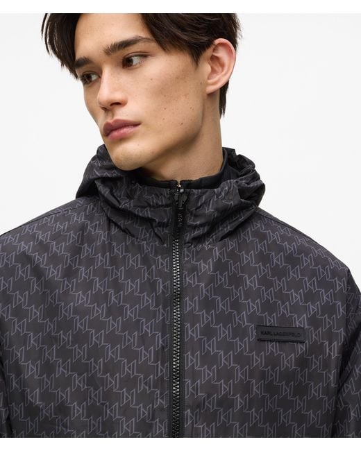 Karl Lagerfeld Gray Hooded Reversible Blouson Jacket for men