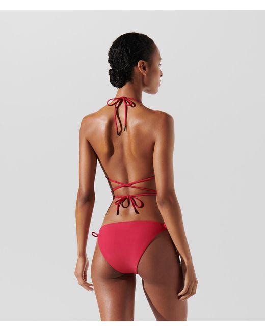 Karl Lagerfeld Red Rue St-guillaume Wrap-around Triangle Bikini Top