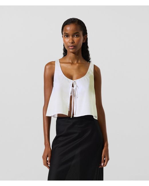 Karl Lagerfeld White Tie-Front Beach Top