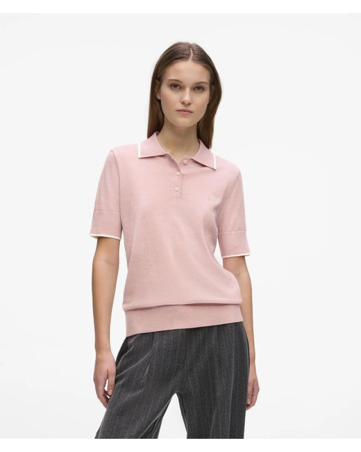 Karl Lagerfeld Pink Merino Wool Polo Shirt