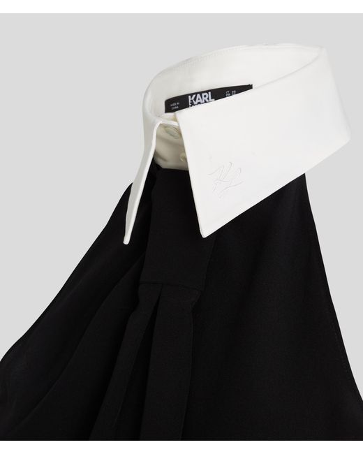 Karl Lagerfeld Black Collar And Tie Top