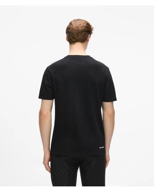 Karl Lagerfeld Black Monogram Wool-Blend T-Shirt for men