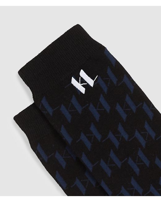 Karl Lagerfeld Blue Monogram Socks – 3-Pack, Multicoloured for men