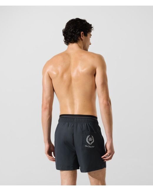 Karl Lagerfeld Blue Double Waistband Boardshorts for men