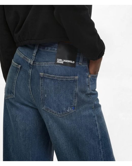 KL Jeans Blue Washed Low-Rise Wide-Leg Jeans