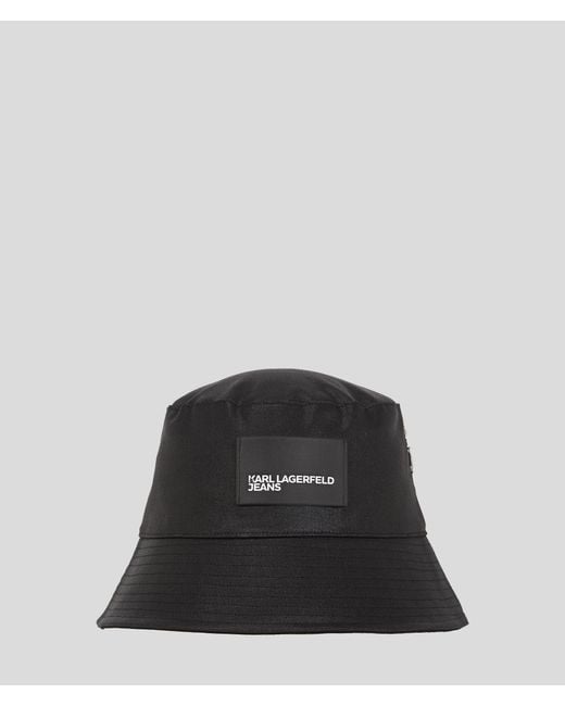 Karl Lagerfeld Black Coated Denim Bucket Hat