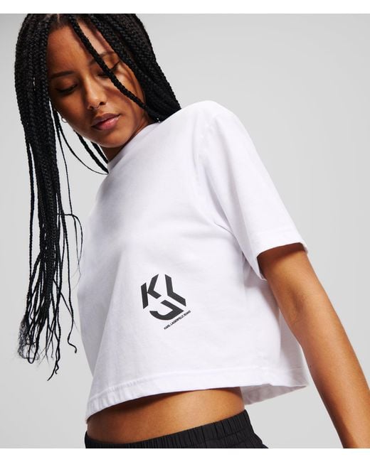 KL Jeans White Monogram Cropped T-Shirt