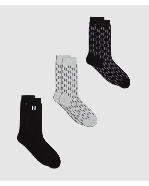 Karl Lagerfeld Multicolor Monogram Socks – 3-Pack for men