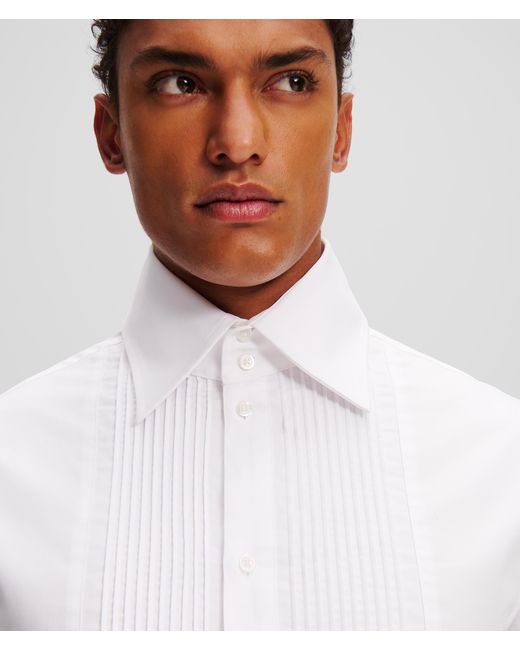 Karl Lagerfeld White Pleated Bib Shirt for men