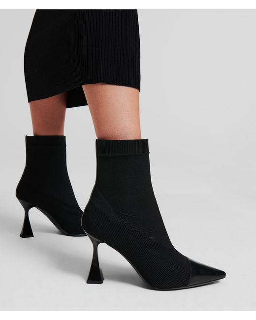 Karl Lagerfeld Black Debut Ii Knit Ankle Boots