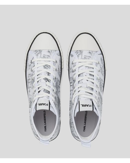 Karl Lagerfeld White Kl X Jorge Parra High-Top Sneakers, Frau, Größe: L35