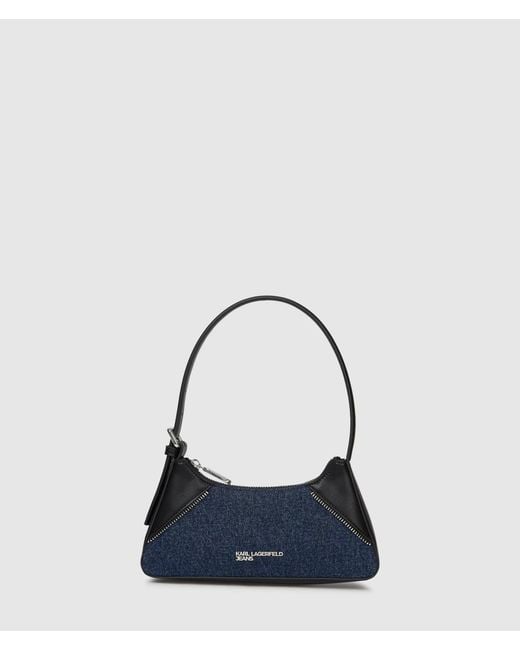 KL Jeans Blue Rebel Denim And Faux-Leather Shoulder Bag