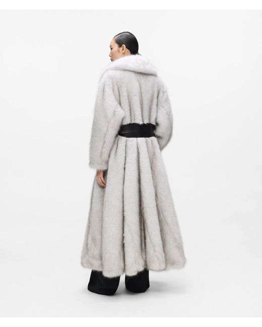 Karl Lagerfeld White Kl Studio Long Faux Fur Coat